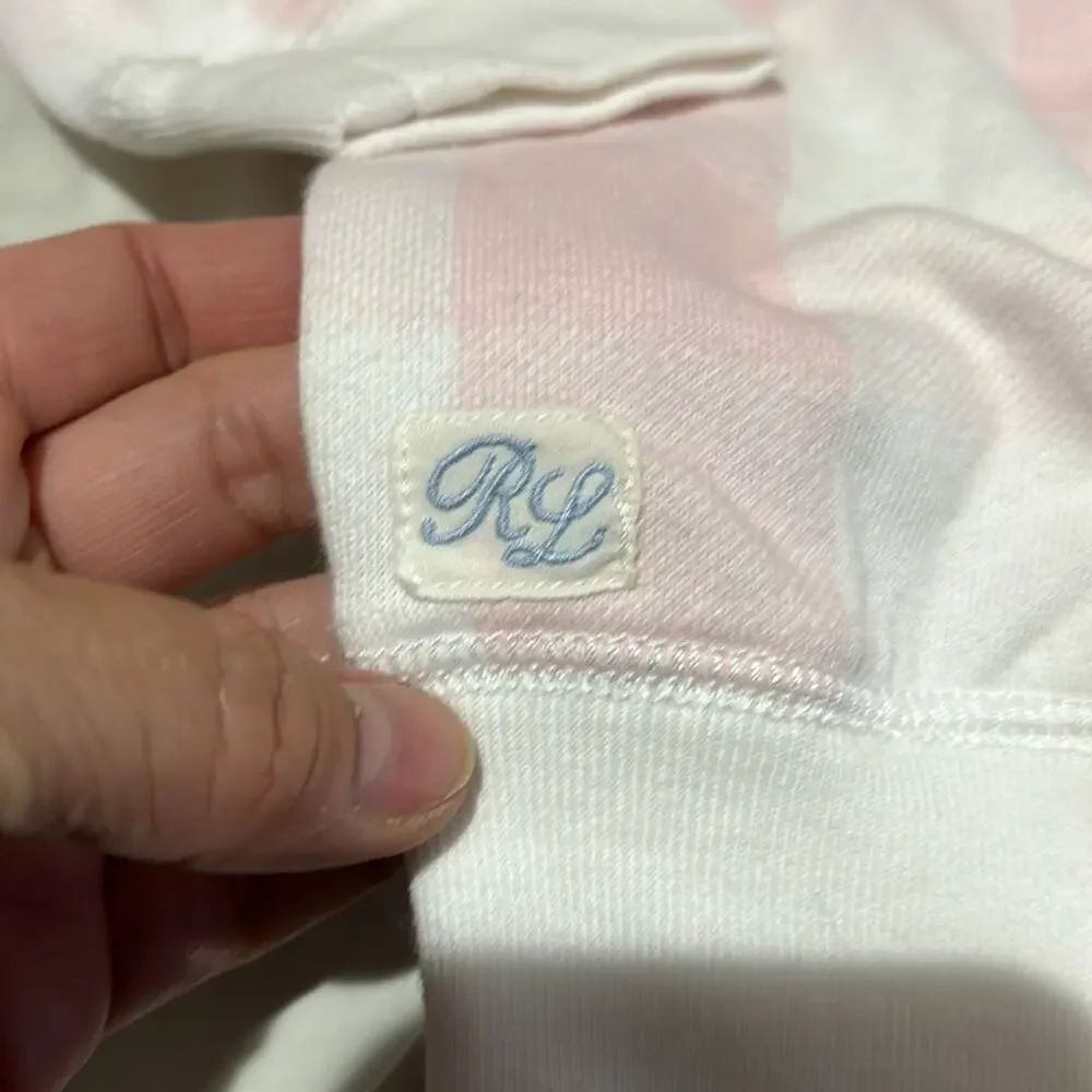 Ralph Lauren 5 pale pink white plaid French terry sweatshirt nwot and unworn